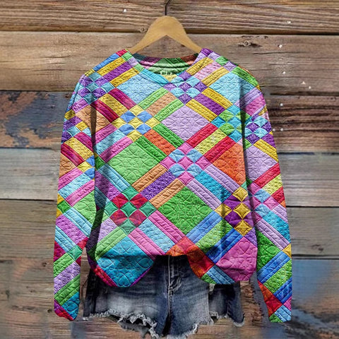 3D creative shading printing shading autumn and winter crew neck long-sleeved sweater women's top m301685