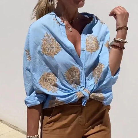 Chemise femme à manches longues et revers boutonnés, imprimée Independent Station m301309 