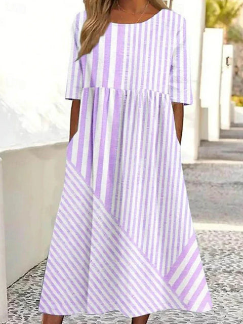 Loose fashion premium V-neck print dress m302742