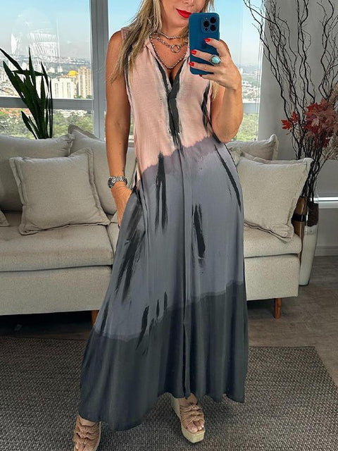 Fashion explosion V-neck printing dress m301904