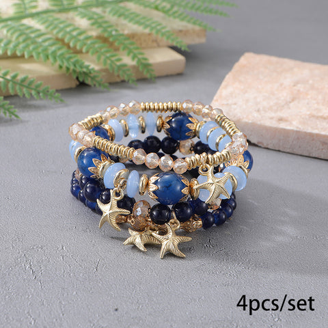 Nouveau bracelet bohème créatif à pompons et perles multicouches m3331286