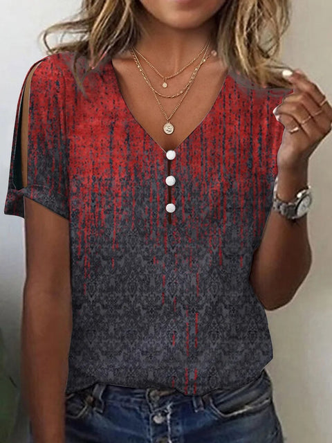 Ethnic style positioning printed short-sleeved top women's m302927