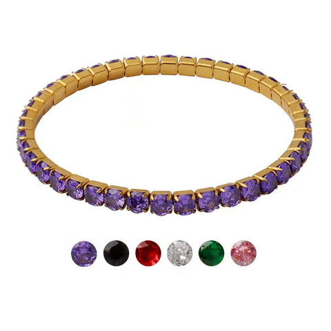 Titanium steel full diamond multi-color zircon elastic bracelet m3331108