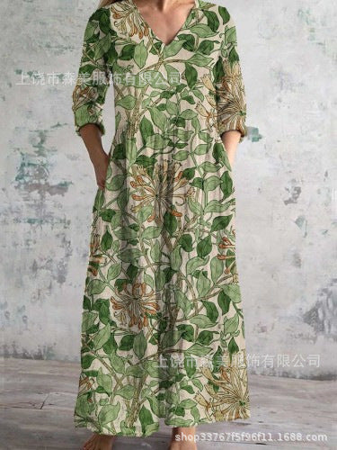 3D printing summer casual loose long-sleeved dress m301729