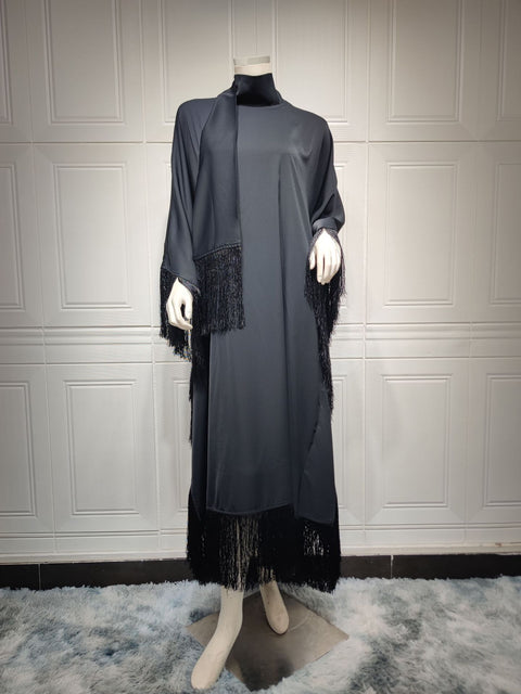 Damen Fledermausärmel Quaste High Fashion Kleid Partykleid m301183 