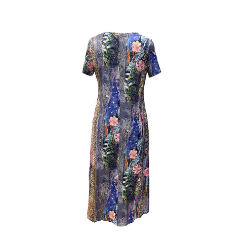 Robe décontractée ample à manches mi-longues et col en V pour femme, style ethnique, m301203 