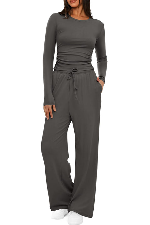 Casual suit women's long-sleeved wide-leg pants multi-occasion sportswear m301800