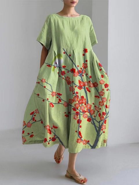 Lose neue retro floral lose frauen gedruckt lange kleid m300916 