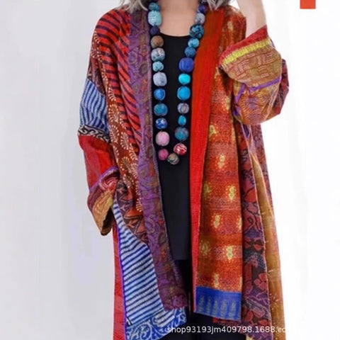 independent stations Amazon popular spot loose ethnic style large size long sleeve printed cardigan m301647