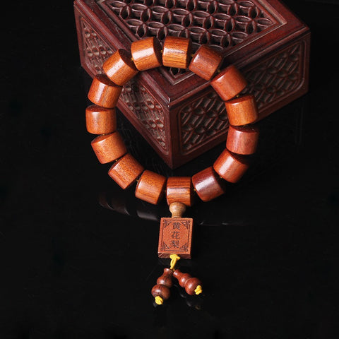 Bracelet en perles naturelles de Bouddha Huanghuali vietnamiennes, bracelet en bois de rose et lotus, bracelet en bois parfumé Wenwan m3331302