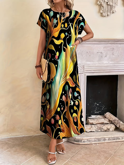 Robe élégante imprimée à manches courtes m301202 