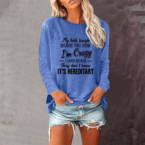Lose rundhals außenhandel druck langarm frauen T-shirt top m300920 