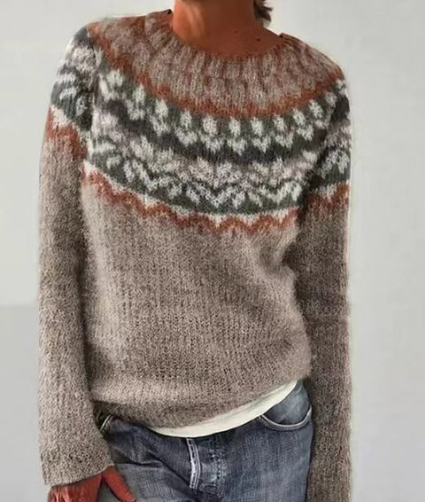 New sweater crew neck color matching loose fashion pullover knitted sweater m300454