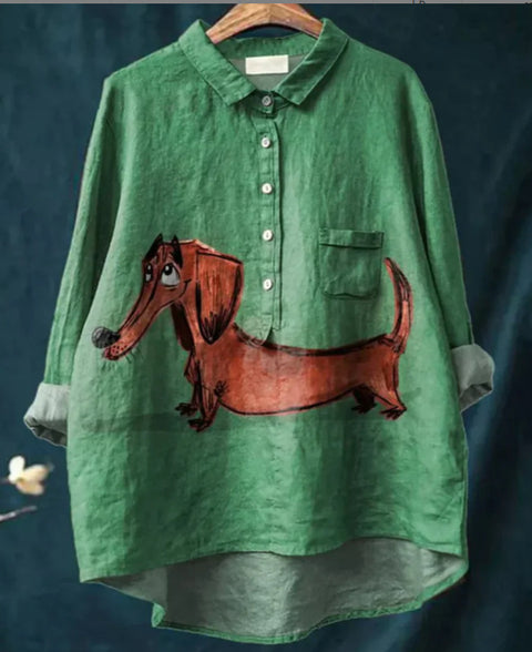 Chemise à manches longues en lin et bambou, à revers, polyvalente et tendance, m301040