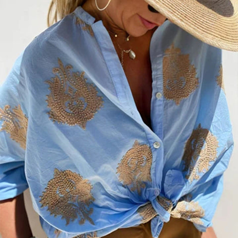 Chemise femme à manches longues et revers boutonnés, imprimée Independent Station m301309 