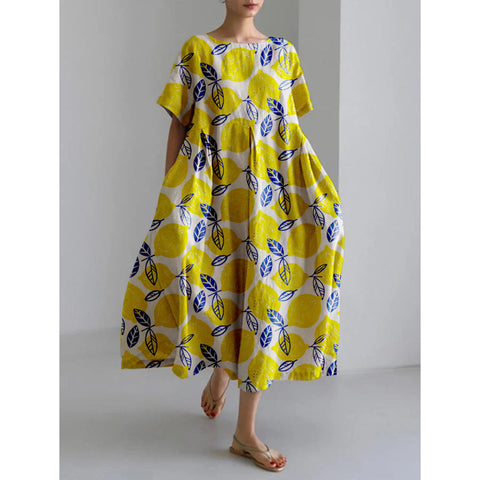 Linglong Leinen Kurzarm Damenkleid M300183 