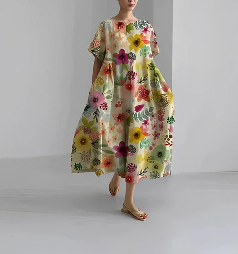 3D-Baumwollimitat-Pull-Frame-Craft-Damen-Pendelkleid m301038