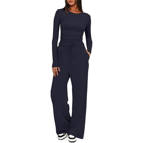 Casual suit women's long-sleeved wide-leg pants multi-occasion sportswear m301800
