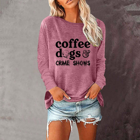 Lose rundhals außenhandel druck langarm frauen T-shirt top m300920 