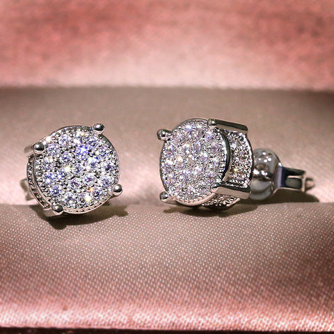 Boucles d'oreilles micro-diamants ronds à quatre griffes m3330775