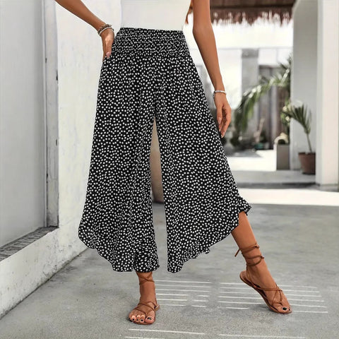Casual polka dot loose high waist waist thin wide leg pants m302764