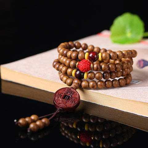 Bracelet en bois d'agar de Kalimantan, collier en bois d'agar au parfum doux, chaîne de pull, simple bois d'agar 108 perles de Bouddha m3331317
