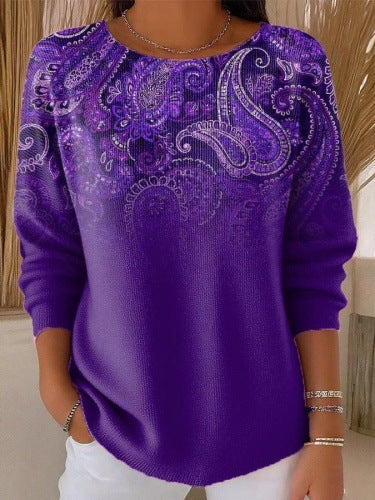 Knitted Women's Christmas Crew Neck Long Sleeve Pullover Women's m302124