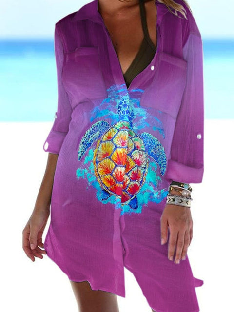 Bikinijacke Shirt Badeanzug Strickjacke Damen bedruckt Resort Strandshirt m301274 