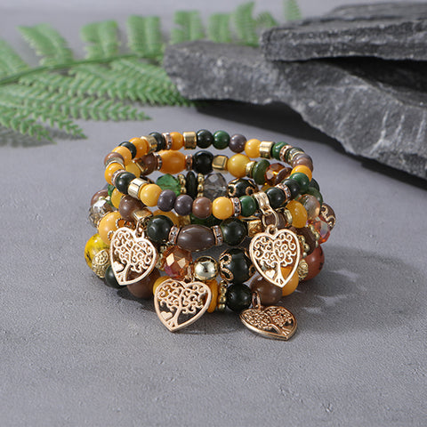 Nouveau bracelet bohème créatif à pompons et perles multicouches m3331286