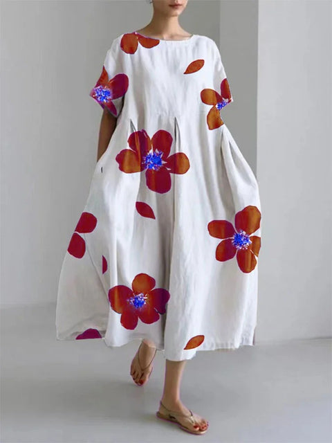 Linglong Leinen Kurzarm Damenkleid M300183 