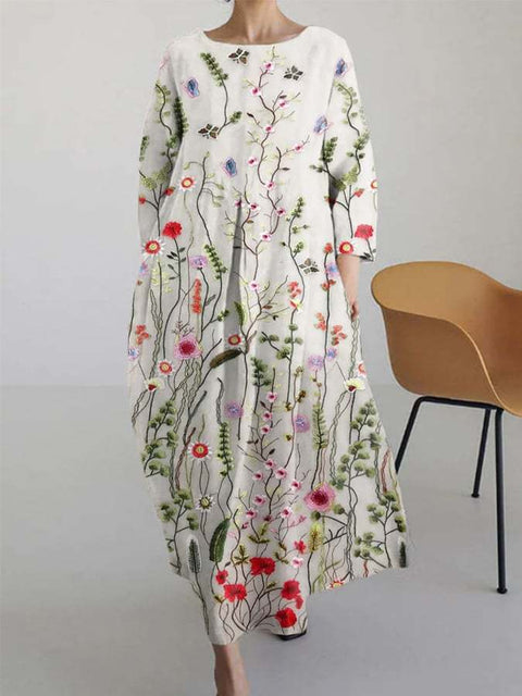 Lose neue retro floral lose frauen gedruckt lange kleid m300916 