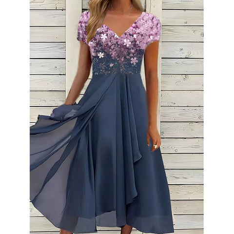 Chiffon Patchwork Damenkleid m300039 