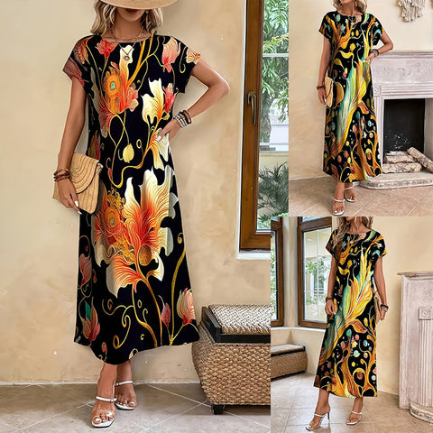 Robe élégante imprimée à manches courtes m301202 