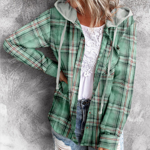 Kapuzenpullover mit Knopfleiste, lässige Hemdjacke m300518 