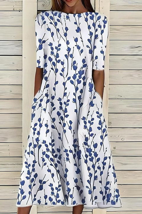 Up and down splicing pocket size printing large wide dress m302623-1