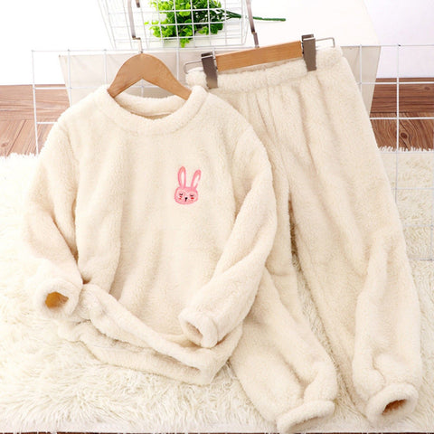 New velvet set round neck pullover cashmere parent-child pajama set m301939