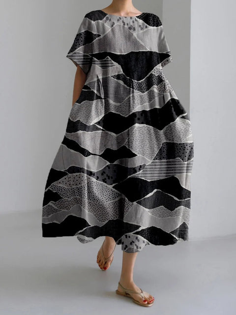 3D-Baumwollimitat-Pull-Frame-Craft-Damen-Pendelkleid m301038
