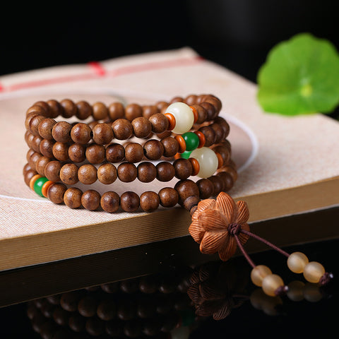 Bracelet en bois d'agar de Kalimantan, collier en bois d'agar au parfum doux, chaîne de pull, simple bois d'agar 108 perles de Bouddha m3331317