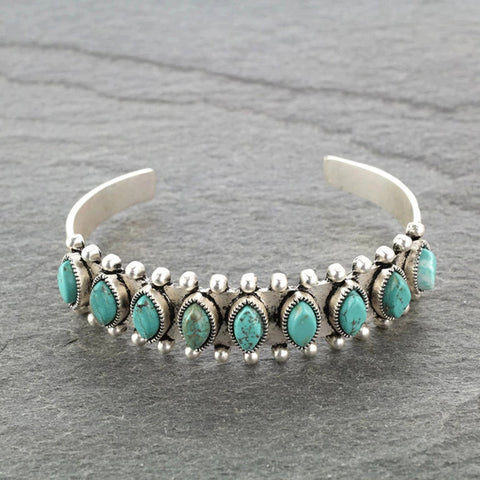 Türkisfarbenes offenes Armband im Bohème-Stil 3331095