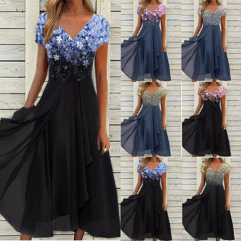 Chiffon Patchwork Damenkleid m300039 