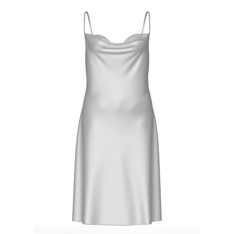 Chemise de nuit en soie glacée pour femme, tenue d'été une pièce, col pivotant, bretelles, ample, m301494 