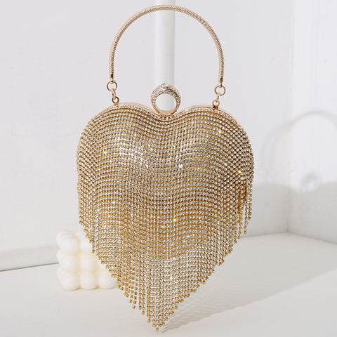 Sac à main en strass avec pompon et diamants, sac de dîner tendance m3331046