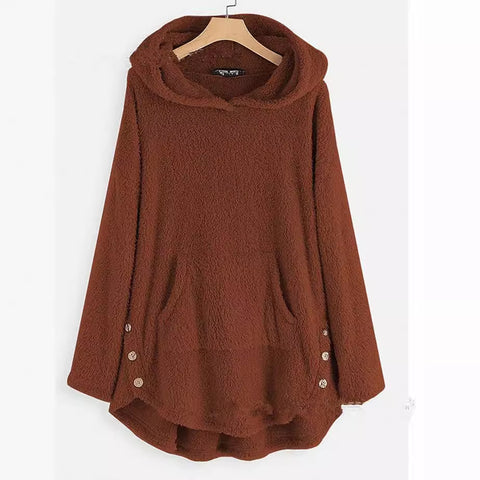 Kapuzenpullover Langarm doppelseitiger Samt mittlerer und langer Pullover m300435 
