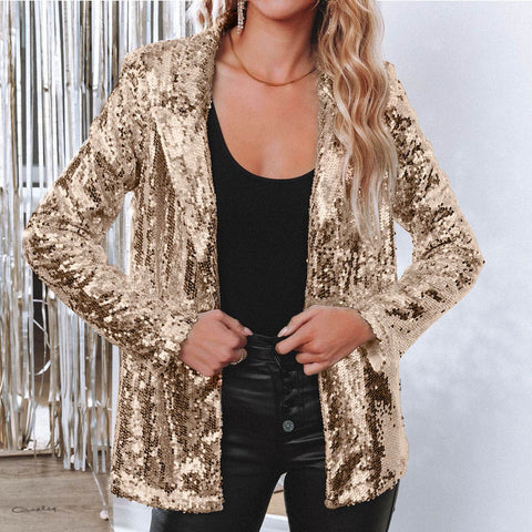 Cardigan lapel long-sleeved sequined casual blazer women's m302519