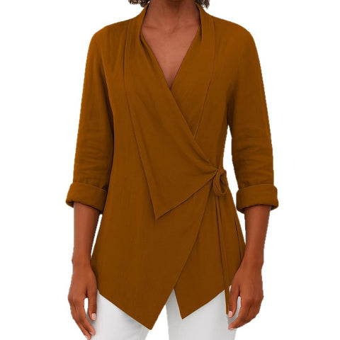 Spring and summer lapel solid color loose shirt m302699