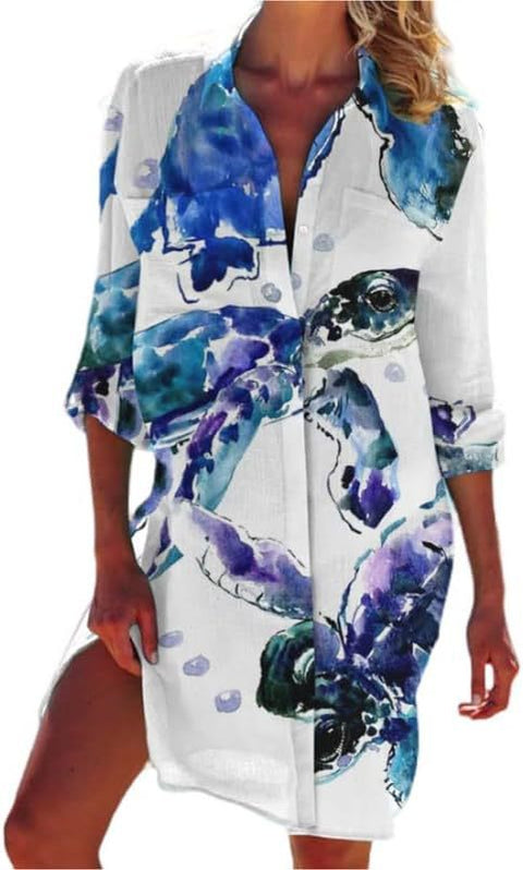 Bikinijacke Shirt Badeanzug Strickjacke Damen bedruckt Resort Strandshirt m301274 
