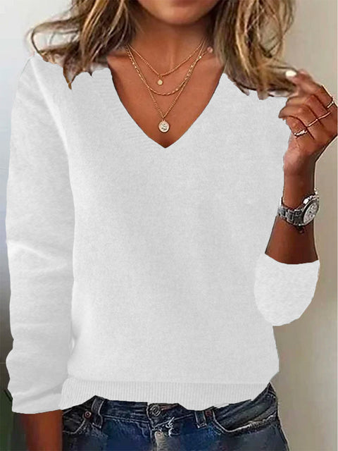 Loose temperament wool pullover knitted sweater V-neck sweater m301992