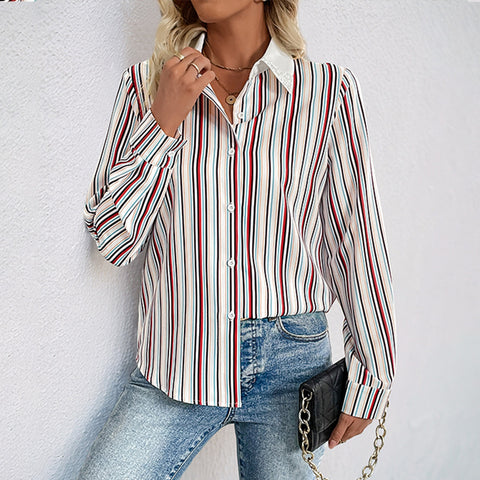 Chemise à rayures verticales pour femme m300820 