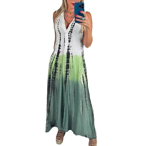 Fashion explosion V-neck printing dress m301904