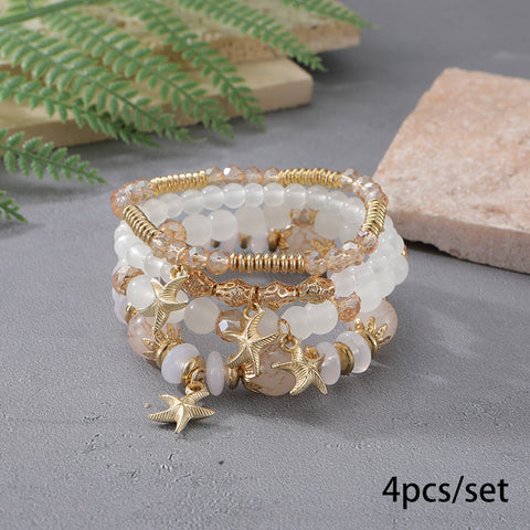 Nouveau bracelet bohème créatif à pompons et perles multicouches m3331286